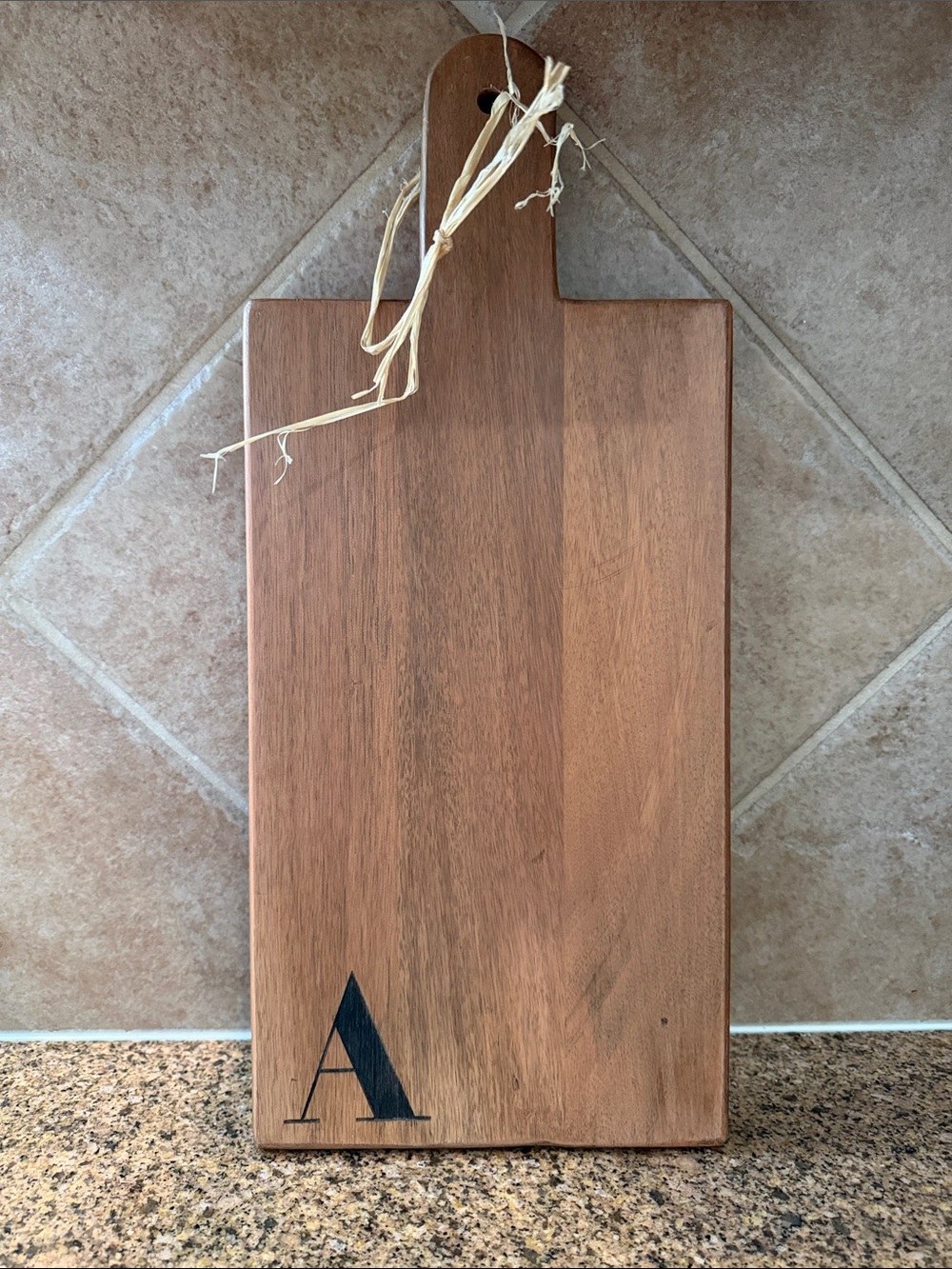NWT Pottery Barn Alphabet Mango Wood Charcuterie Board Monogram Initial A NWT